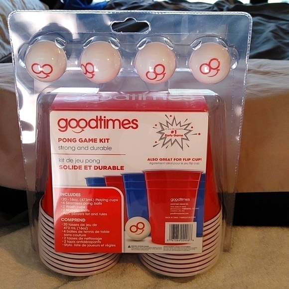 New Goodtimes Beer Pong Game Set With Cups, Mats, Balls, Pens & Rules - Picture 6 of 7